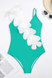 Flowers Decor Sleeveless Backless One Piece Swimsuit Vacation Beach Swimwears