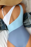 Sexy Stripe Print Backless Sleeveless Cut Out One Pieces Swimsuit Beach Vacation Swimwears