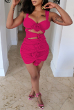 Flowers Decor Sleeveless Backless Hollow Out One Piece Swimsuit Cover Up Mini Skirt Vacation Beach Swimwears