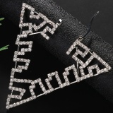 Casual Rhinestone Decor V-Shaped Hoop Earrings