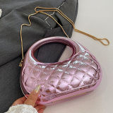 Metal Color Round Party Bag One Shoulder Crossbody Chains Bags