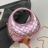 Metal Color Round Party Bag One Shoulder Crossbody Chains Bags