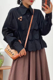 Casual Heart Patch Shirt Collar Long Sleeve Work Wear Blouse