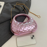 Metal Color Round Party Bag One Shoulder Crossbody Chains Bags