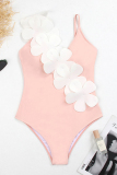 Flowers Decor Sleeveless Backless One Piece Swimsuit Vacation Beach Swimwears