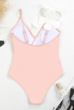 Flowers Decor Sleeveless Backless One Piece Swimsuit Vacation Beach Swimwears