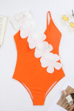 Flowers Decor Sleeveless Backless One Piece Swimsuit Vacation Beach Swimwears
