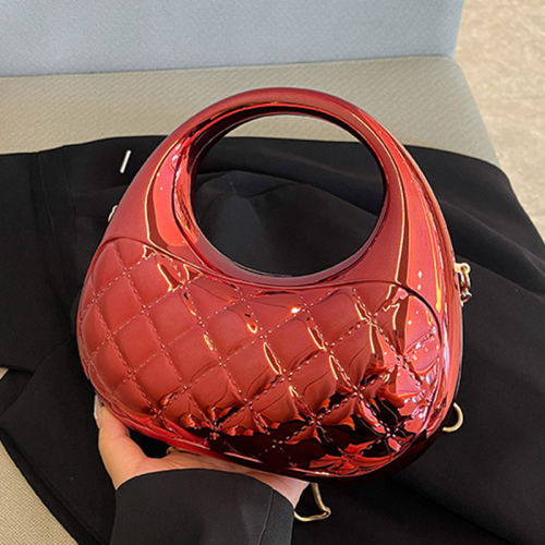 Metal Color Round Party Bag One Shoulder Crossbody Chains Bags