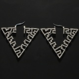 Casual Rhinestone Decor V-Shaped Hoop Earrings