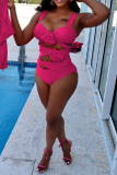Flowers Decor Sleeveless Backless Hollow Out One Piece Swimsuit Vacation Beach Swimwears