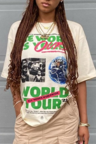 Casual Graphics Print O Neck Short Sleeve Oversize T-shirt