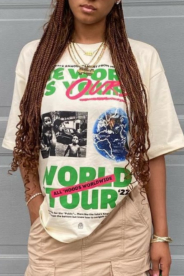 Casual Graphics Print O Neck Short Sleeve Oversize T-shirt