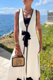 Casual Deep V Neck Belted Long Floor Length Vacation Loose Maxi Tank Dresses