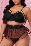 Lace Polka Dot Print Sleeveless See-Through Backless Spaghetti Strap Plus Size Sleepwear Lingerie