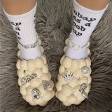 Casual Hollow Out Rhinestone Decor Bubble Slides Closed Toe Sneakers
