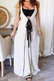 Casual Deep V Neck Belted Long Floor Length Vacation Loose Maxi Tank Dresses