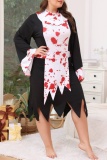 Halloween Nun Outfits Party Club Costume Role Play Irregular Hem Lady Midi Dresses