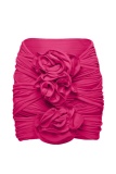 Flowers Decor Sleeveless Backless Hollow Out One Piece Swimsuit Cover Up Mini Skirt Vacation Beach Swimwears