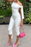 Backless Sleeveless Oblique Collar Tie Shoulder Tops And Skinny Shorts Two Pieces Shorts Sets
