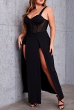 Sleeveless Backless Spaghetti Strap Front Slit Long Formal Party Evening Wedding Guest Plus Size Cami Maxi Dresses
