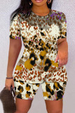 Casual Graphics Print O Neck Short Sleeve T Shirt And Shorts Set Sportwear Plus Size Two Piece Matching Set