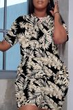 Casual Graphics Print O Neck Short Sleeve T Shirt And Shorts Set Sportwear Plus Size Two Piece Matching Set