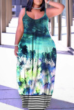Casual Floral Print Backless Spaghetti Strap Floor Length Vacation Baggy Sundress Slip Maxi Dress