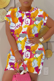 Casual Graphcis Print O Neck Short Sleeve Bodycon Mini T-shirt Dresses
