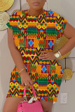 Casual Graphcis Print O Neck Short Sleeve Bodycon Mini T-shirt Dresses