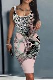 Casual Graphics Print U Neck Sleeveless Vacation Bodycon Midi Tank Dress