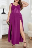 Sleeveless Backless Spaghetti Strap Front Slit Long Formal Party Evening Wedding Guest Plus Size Cami Maxi Dresses