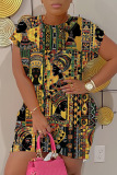 Casual Graphcis Print O Neck Short Sleeve Bodycon Mini T-shirt Dresses