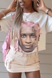 Casual Graphcis Print O Neck Short Sleeve Oversize Graphics T-Shirts