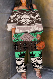 Casual Floral Print Off Shoulder Long Sleeve Regular Vacation Harem Leg Jumpsuits