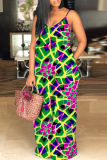 Casual Floral Print Backless Spaghetti Strap Floor Length Vacation Baggy Sundress Slip Maxi Dress