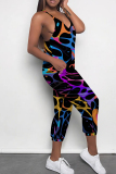 Graphics Print Sleeveless Backless Daily Vacation Loose Cami Harem Jumpsuit