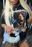 Casual Figure Print O Neck Short Sleeve Oversize Graphics T-Shirts