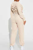 Sportwear Zipper Long Sleeve Hooded Cropped Jackets Crop Tops And Pocket Draw String Pants Two Pieces Sweatpants Sets