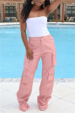 Casual Pocket High Waist Straight Leg Cargo Pants
