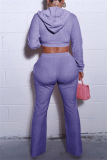 Sportwear Casual Zipper Hooded Long Sleeve Crop Jackets And Straight Leg Pants Two Pieces Sweatpant Sets