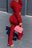 Sportwear Casual Zipper Hooded Long Sleeve Crop Jackets And Straight Leg Pants Two Pieces Sweatpant Sets