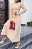 Formal O Neck Long Sleeve Party Evening Pleated Ruched Bodycon Maxi Dress