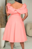 Formal Bubble Sleeve Cinch Waist Party Evening Wedding Holiday Party Dress