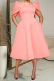 Formal Bubble Sleeve Cinch Waist Party Evening Wedding Holiday Party Dress