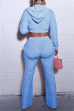 Sportwear Casual Zipper Hooded Long Sleeve Crop Jackets And Straight Leg Pants Two Pieces Sweatpant Sets