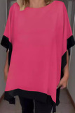 Casual O Neck Batwing Sleeve Irregular Hem Loose Oversize T-Shirts
