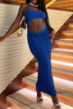 Sleeveless Hollow Out Spaghetti Strap Formal Party Evening Ruched Bodycon Maxi Slip Dress