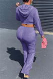 Sportwear Casual Zipper Hooded Long Sleeve Crop Jackets And Straight Leg Pants Two Pieces Sweatpant Sets