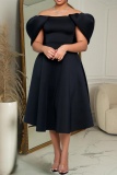 Formal Bubble Sleeve Cinch Waist Party Evening Wedding Holiday Party Dress