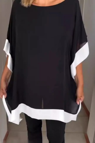 Casual O Neck Batwing Sleeve Irregular Hem Loose Oversize T-Shirts